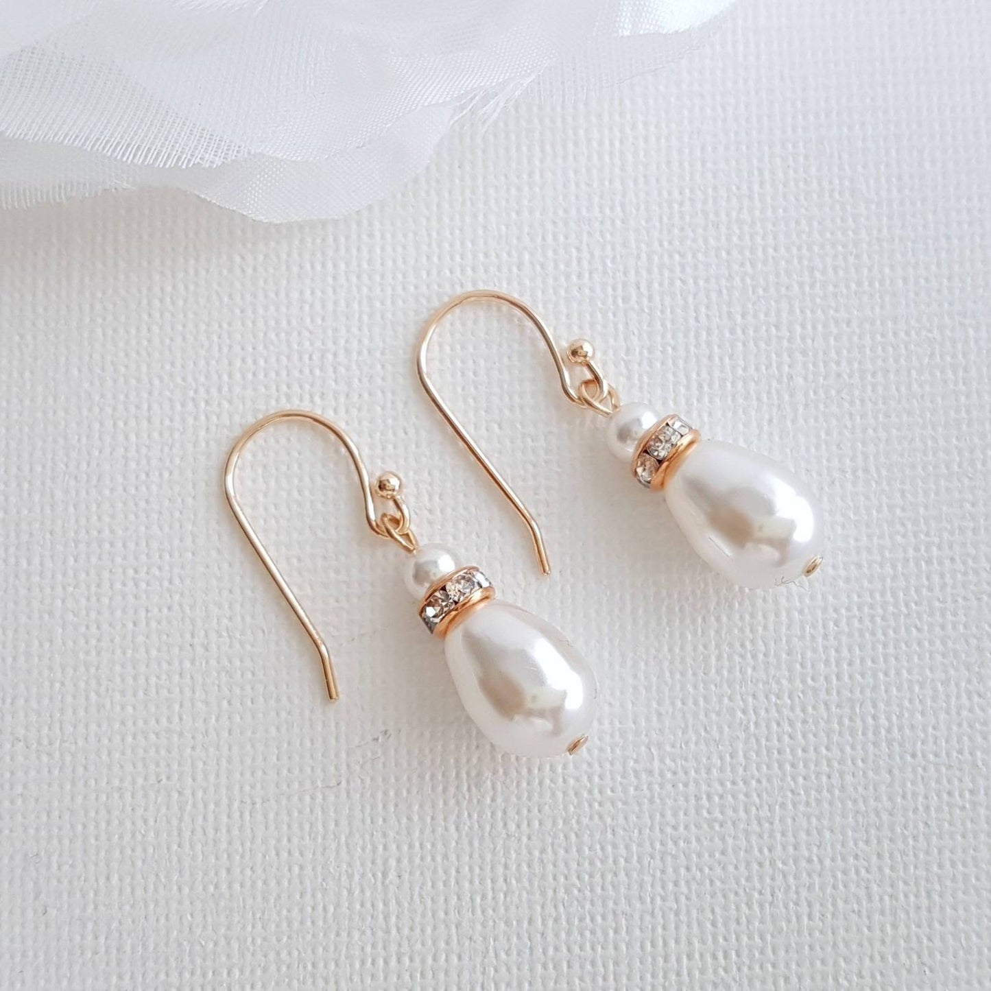 Simple Gold Earrings With Pearl Drops -June - PoetryDesigns