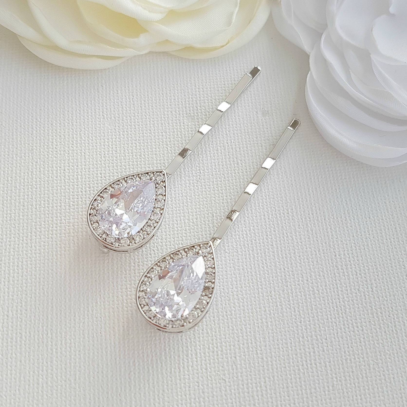 Wedding Hair Pins Silver- Evelyn - PoetryDesigns