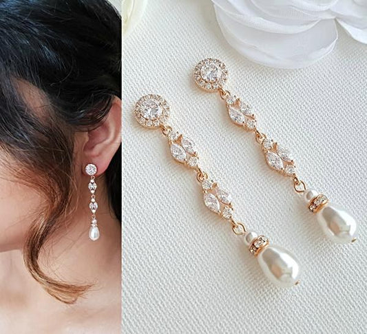 Rose Gold Clip On Pearl Earrings