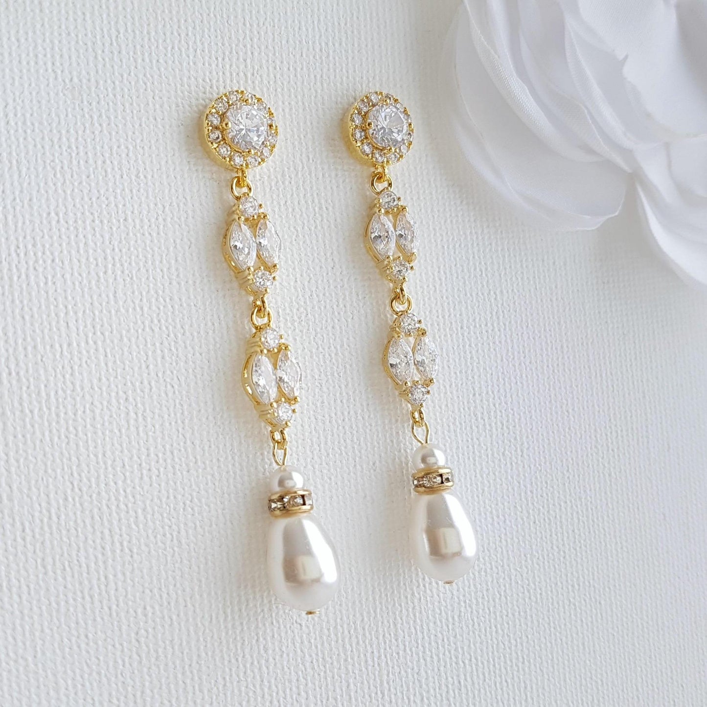 Gold Crystal Earrings-Hayley - PoetryDesigns