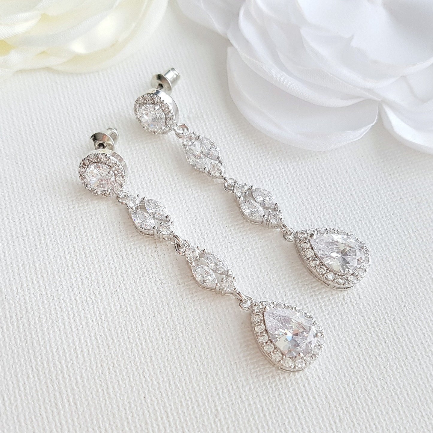 Long Crystal Earrings-Hayley - PoetryDesigns