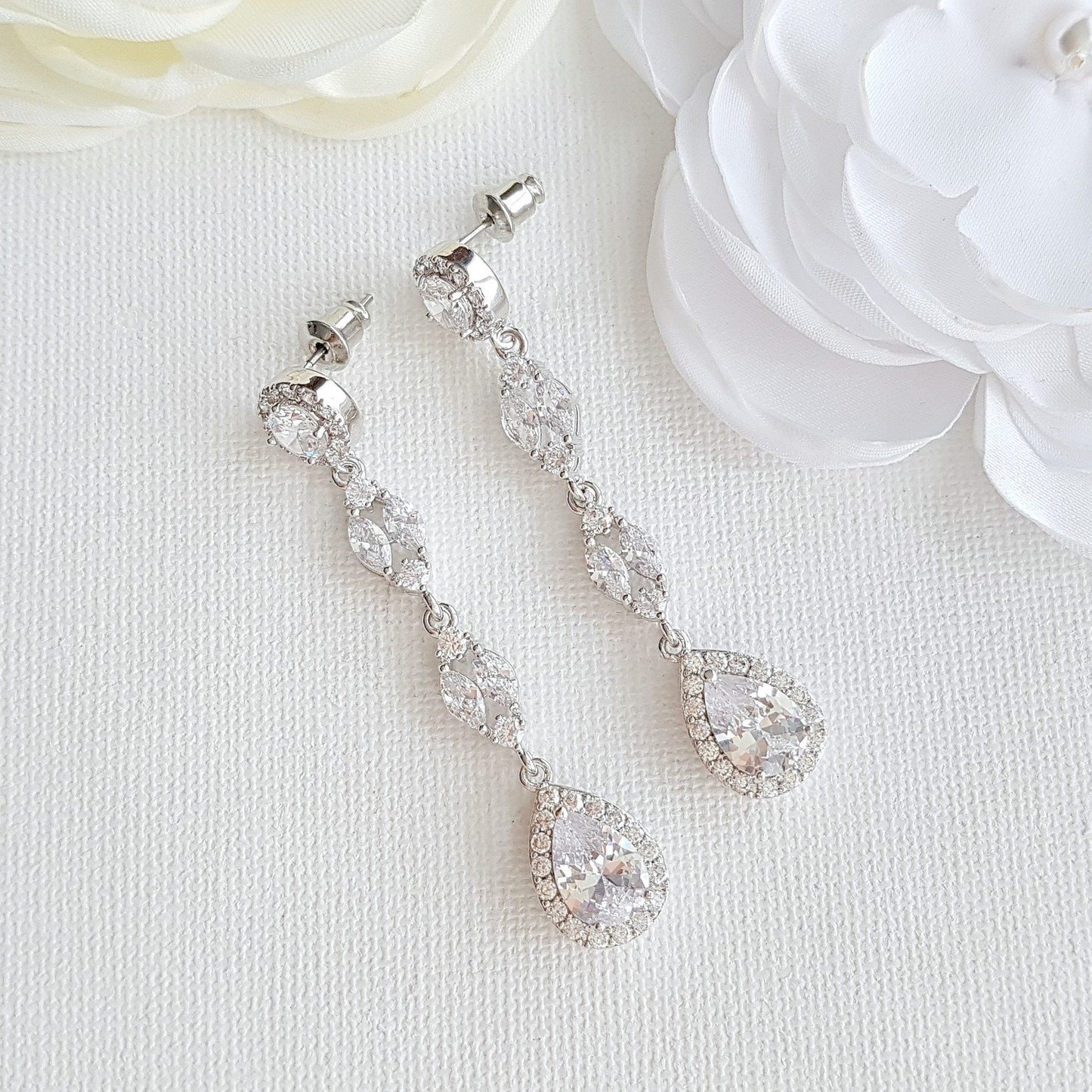 Long Crystal Earrings-Hayley - PoetryDesigns