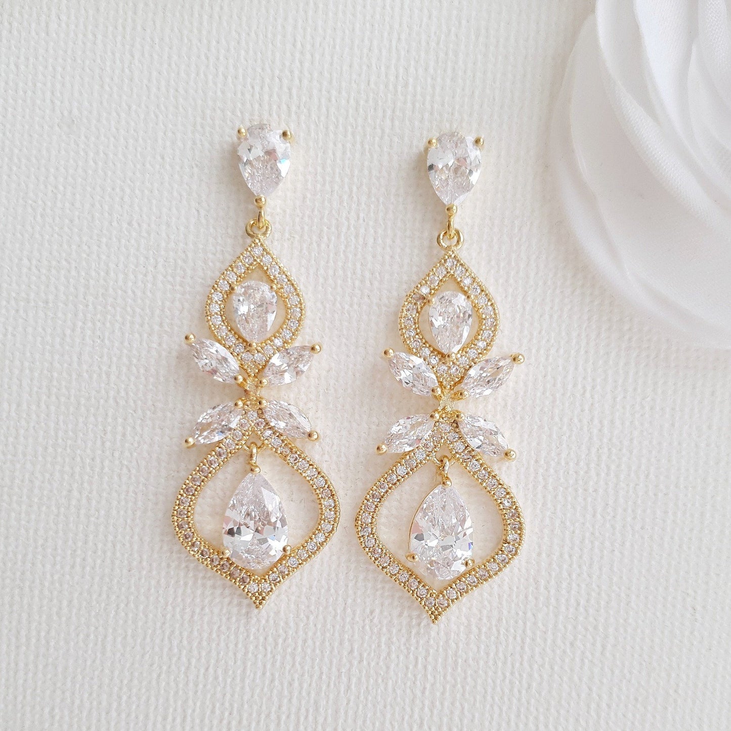 Gold crystal earrings for weddings