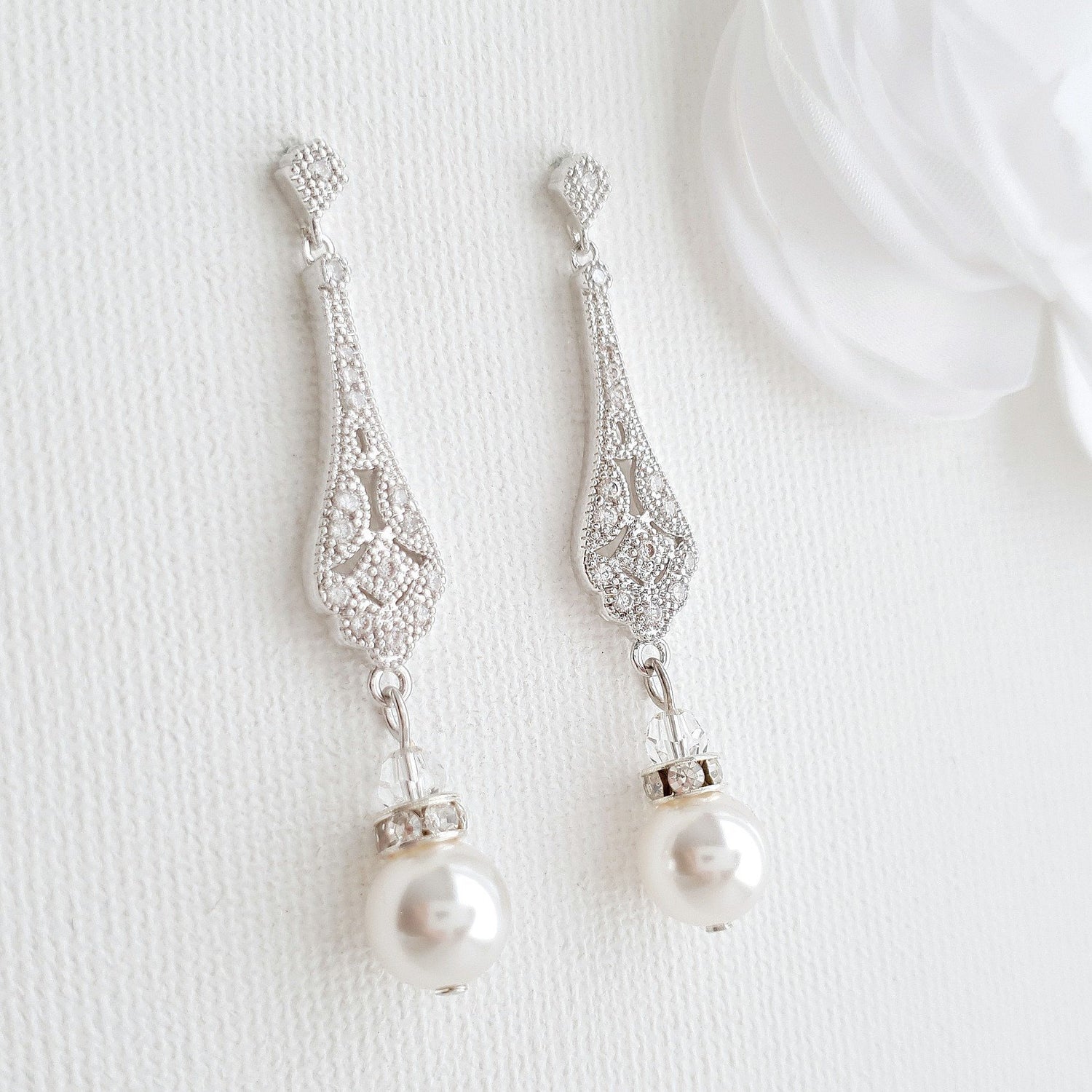 Vintage Round Pearl Drop Earrings-Lisa - PoetryDesigns