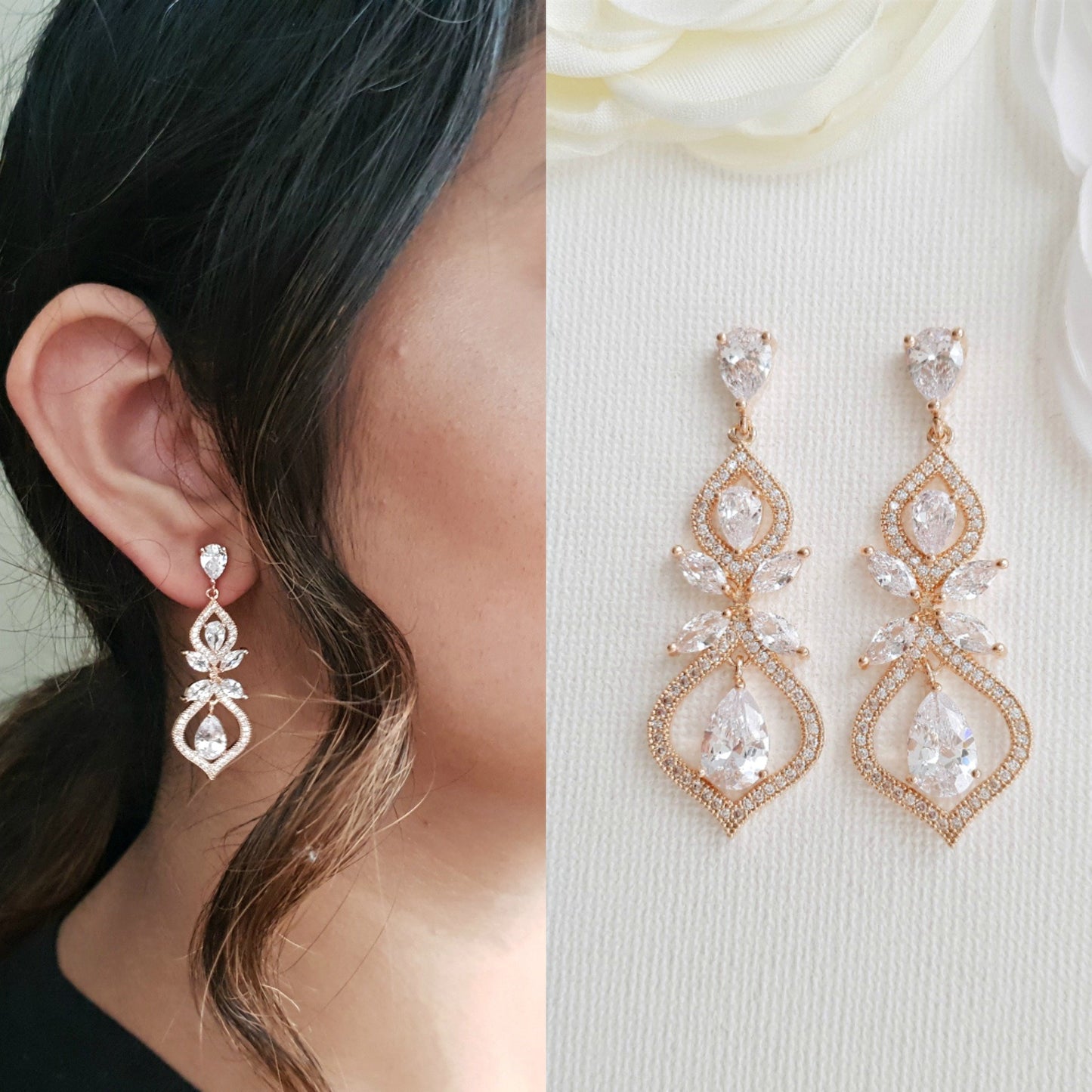 Rose Gold Earrings for Weddings