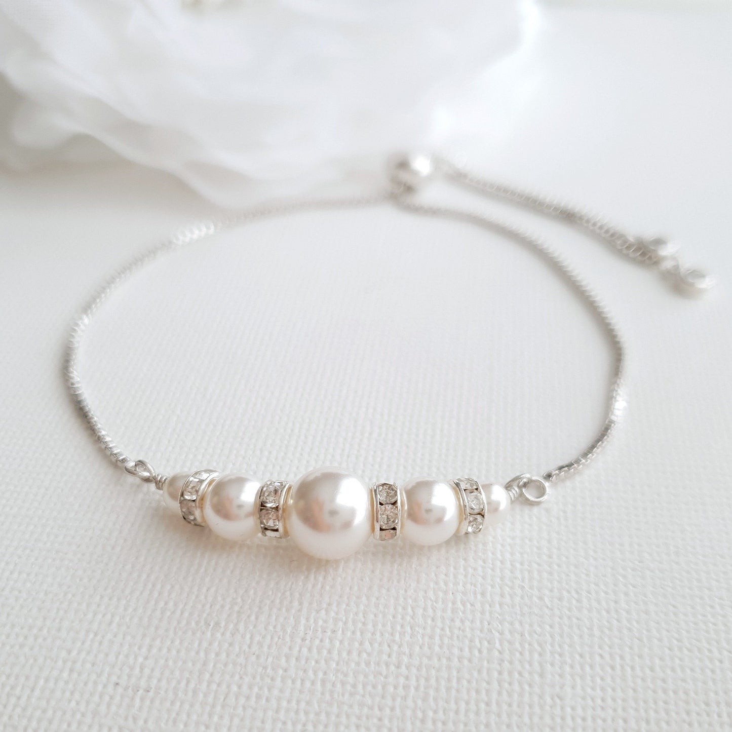 Pearl Bridal Bracelet Silver- Ava - PoetryDesigns