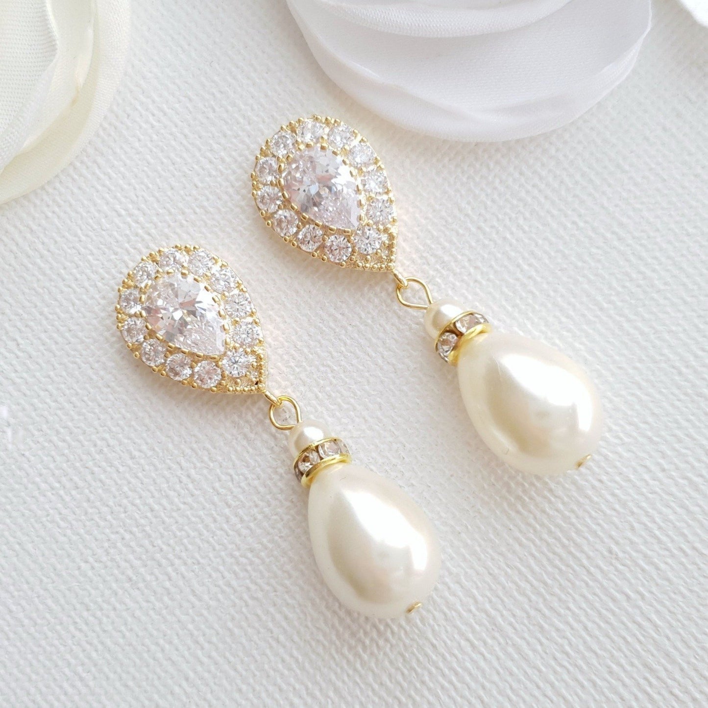 Gold Pearl Drop Earrings- Poetry Designs