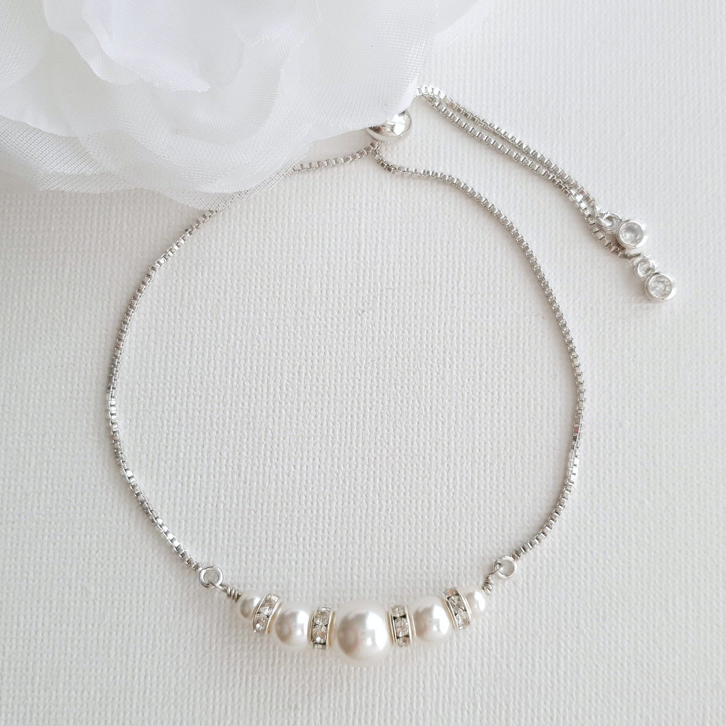 Pearl Bridal Bracelet Silver- Ava - PoetryDesigns