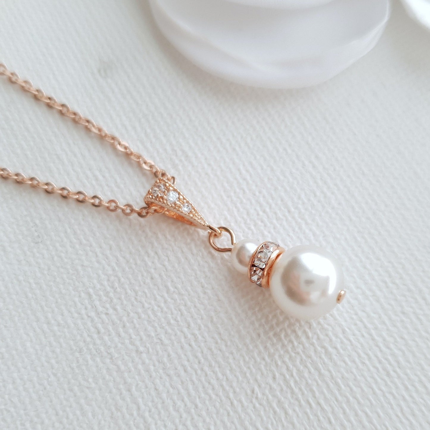 Silver Bridesmaid Pearl Necklace- Ava - PoetryDesigns