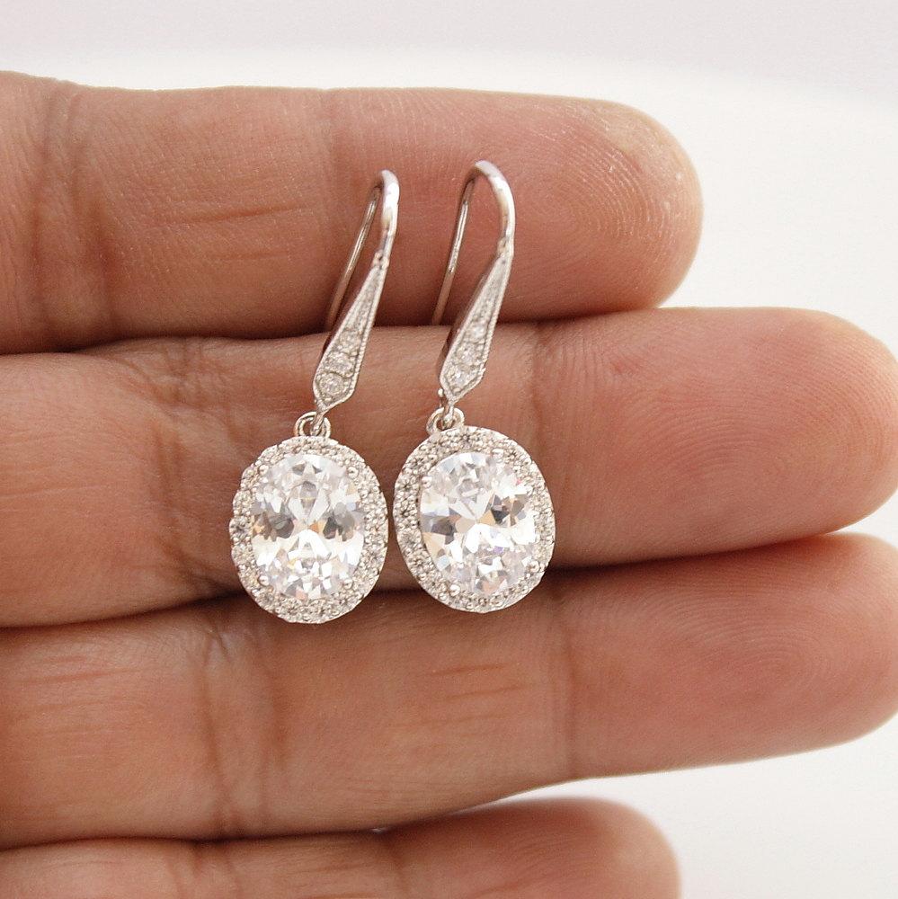 Small Dangle Earrings with Oval Drops-Emily