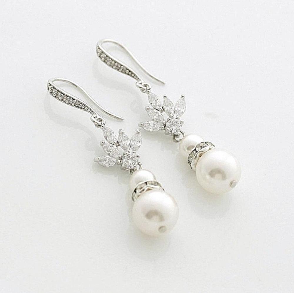 Simple Bridal Earrings- Rosa