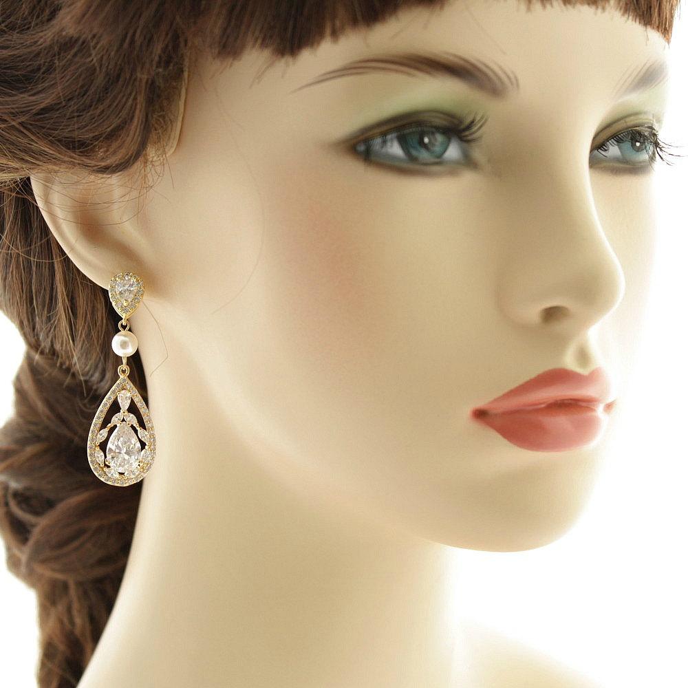 Crystal gold Wedding Earrings