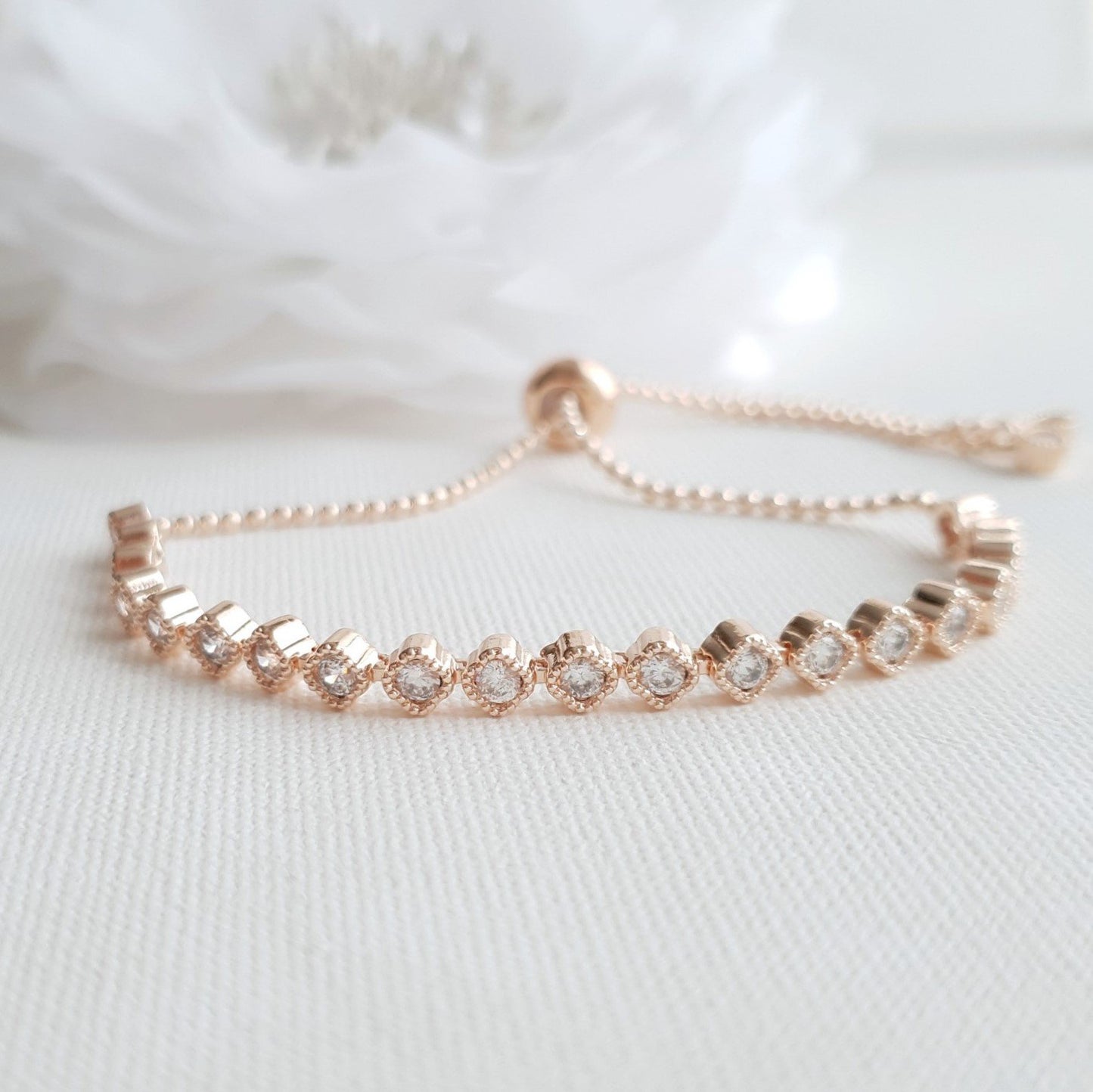 Rose Gold Sliding Bracelet for Brides-Celia - PoetryDesigns